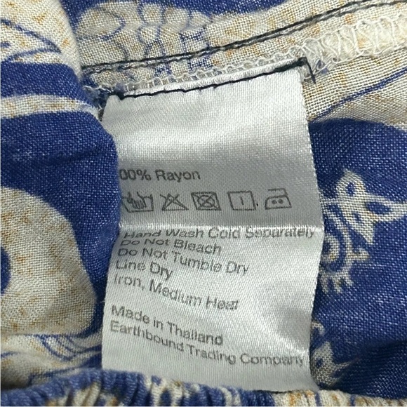 Earthbound Blue and Cream Elephant Print Pants - Picture 6 of 6